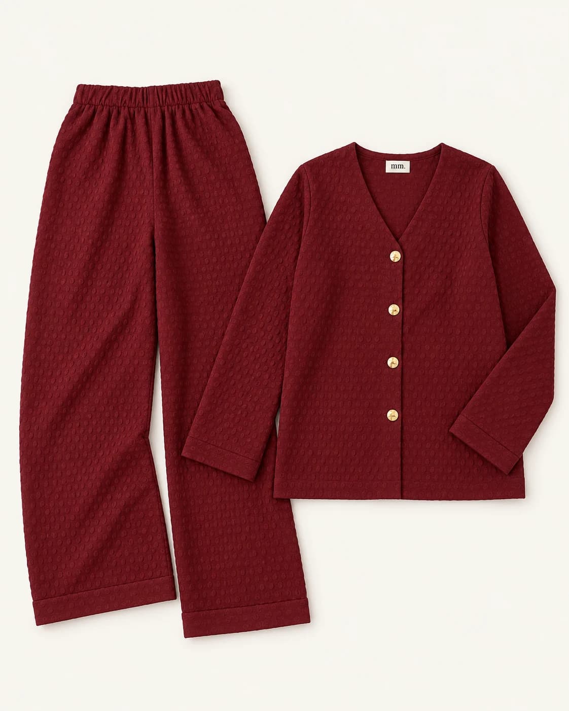 Deep Maroon co-ord set flat lay